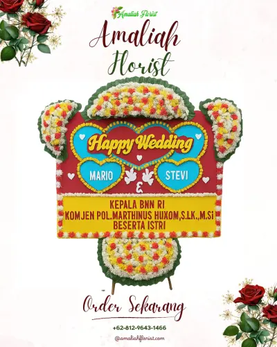 Karangan Papan Bunga Pernikahan di Galang Baru